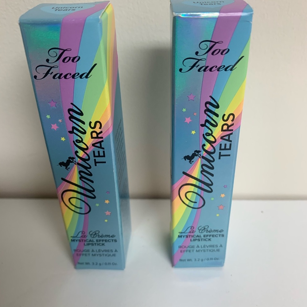 2 unicorn tears lipsticks. Too faced.